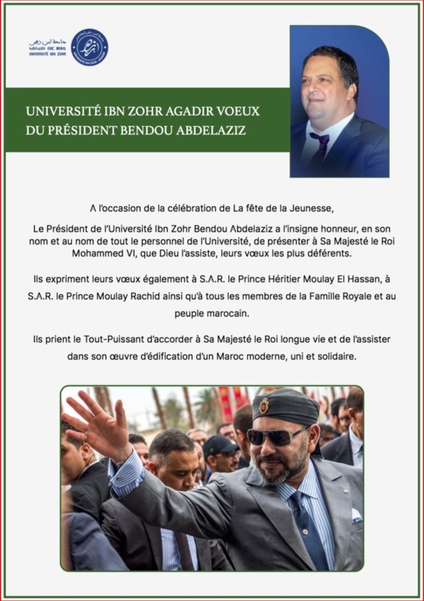 Fête de la Jeunesse: Voeux du Président de l'Université Ibn Zohr